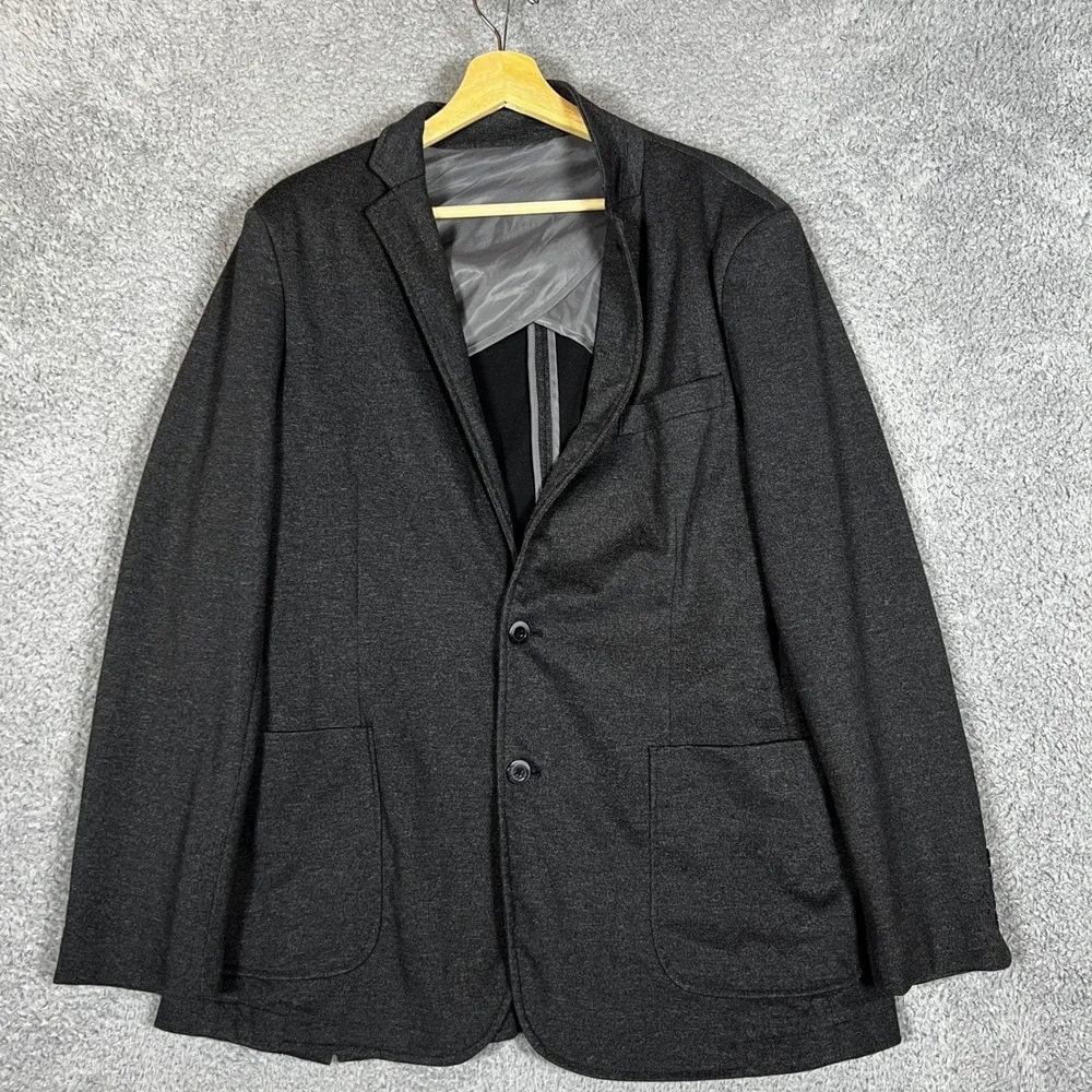Saks Fifth Avenue Blazer Mens 44 Charcoal Grey Good Unstructured Knit Sport Coat